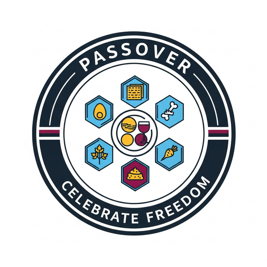 Passover badge emblem style ready to press DTF heat transfer graphic with high contrast colors and clean vector outlines, suitable for t-shirts hoodies and tote bags