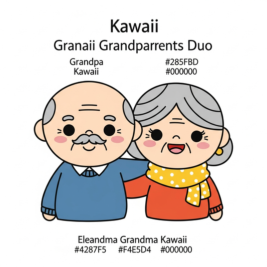 Playful kawaii-style Grandparents Day ready-to-press DTF heat transfer graphic with cute characters and vibrant high-contrast colors, suitable for t-shirts hoodies and tote bags