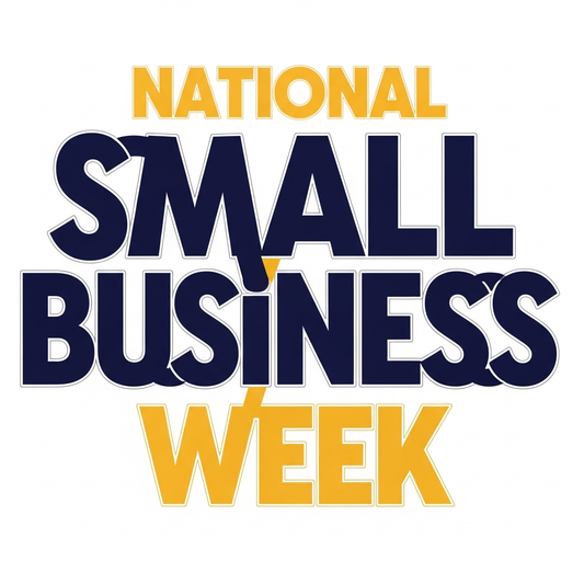 Bold typography National Small Business Week ready-to-press DTF heat transfer graphic with high-contrast colors and clean vector design, suitable for t-shirts hoodies and tote bags