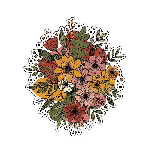 Columbus Day boho floral ready to press DTF heat transfer graphic featuring a centered vector illustration with intricate floral details and earthy bohemian colors, suitable for t-shirts hoodies and tote bags