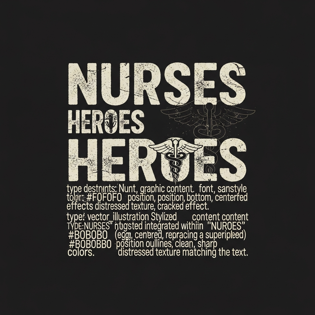 Nurses Day grunge distressed lettering ready to press DTF heat transfer graphic, high contrast vector design for t-shirts and hoodies, suitable for small apparel businesses and custom shirt printing