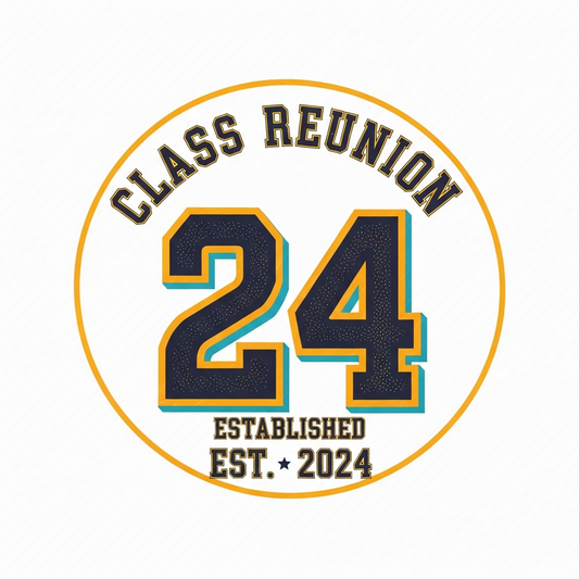 Bold typography class reunion ready-to-press DTF heat transfer graphic with high-contrast colors and clean vector-style design, suitable for t-shirts hoodies and apparel