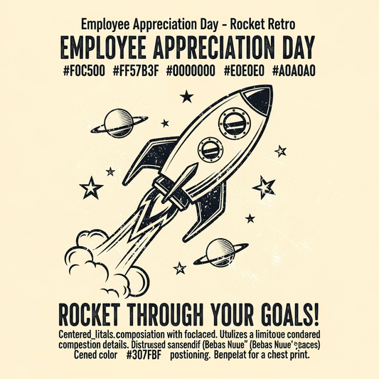 Vintage retro distressed Employee Appreciation Day ready-to-press DTF heat transfer graphic with bold high-contrast colors and distressed vector artwork