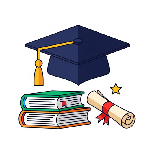 Kindergarten graduation ready to press DTF heat transfer graphic in modern flat vector style with high contrast colors, centered composition, suitable for t-shirts hoodies and tote bags