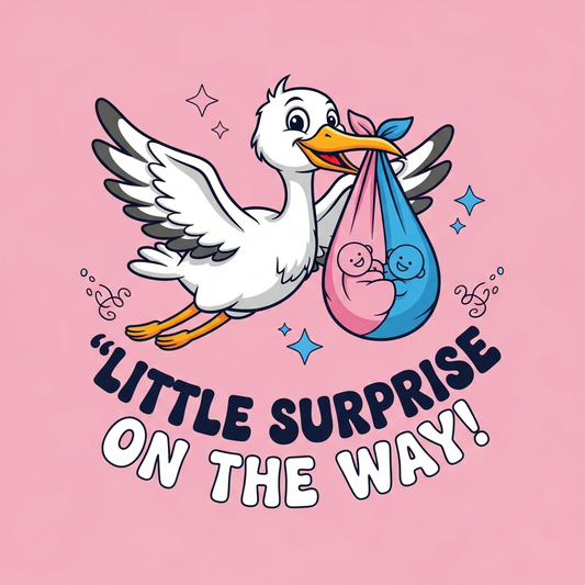 Gender reveal party cartoon mascot style ready to press DTF heat transfer graphic with bold colors and clean vector outlines, suitable for t-shirts hoodies and tote bags