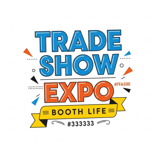 Bold typography trade show ready to press DTF heat transfer graphic with high-contrast colors, centered composition, suitable for t-shirts, hoodies, and event apparel
