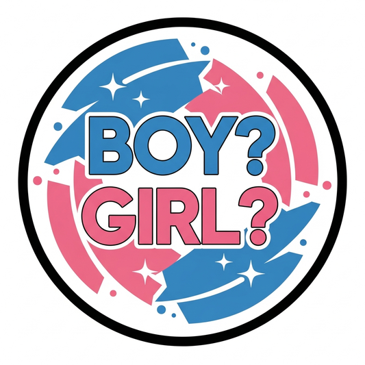Bold typography gender reveal party ready to press DTF heat transfer graphic with high contrast colors and clean vector style design suitable for t-shirts hoodies and tote bags