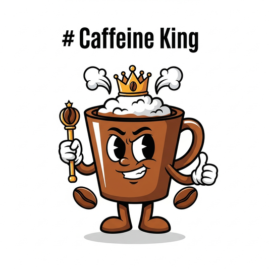 National Coffee Day cartoon mascot DTF heat transfer design with bold colors and clean vector outlines, ready to press on t-shirts and apparel