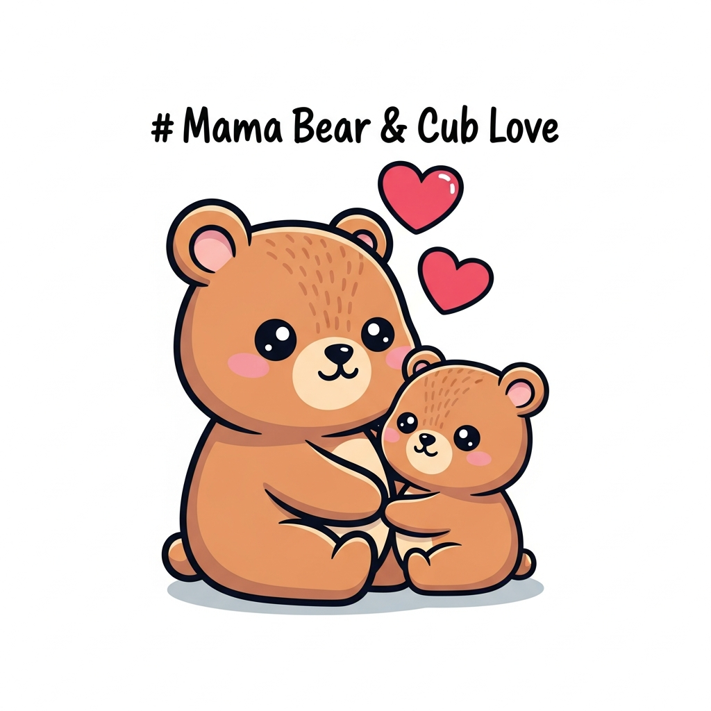 Kawaii style First Mother's Day ready to press DTF heat transfer graphic with cute playful design, bold outlines, and vibrant colors suitable for t-shirts, hoodies, and tote bags