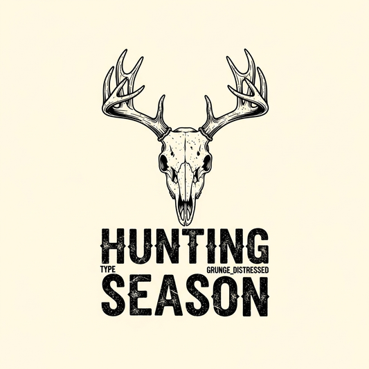Hunting Season grunge distressed lettering ready to press DTF heat transfer graphic with high contrast vector style design suitable for t-shirts and hoodies