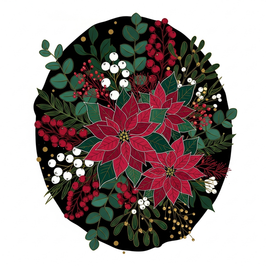 Holiday Party Season boho floral DTF heat transfer design – ready to press vector illustration with centered composition and high contrast colors, suitable for t-shirts, hoodies, and tote bags
