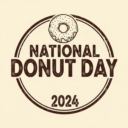 National Donut Day grunge distressed lettering ready-to-press DTF heat transfer graphic design for t-shirts and hoodies